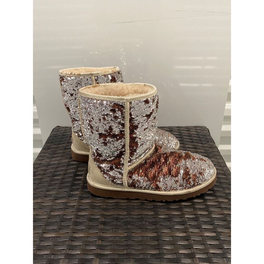UGGs Sequins silver bronze gold boots size 9